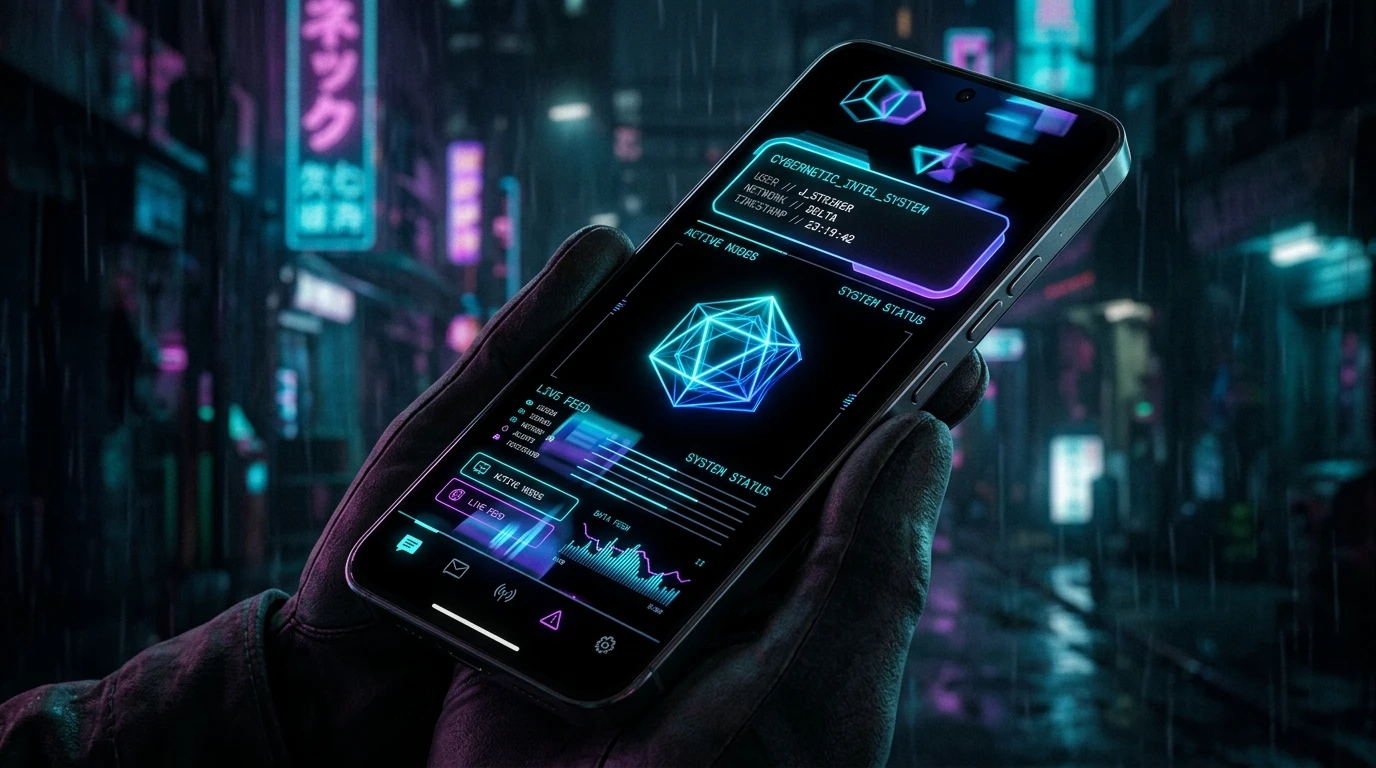 進化系ネオ・ブルータリズムとダークモードのUIデザイン例